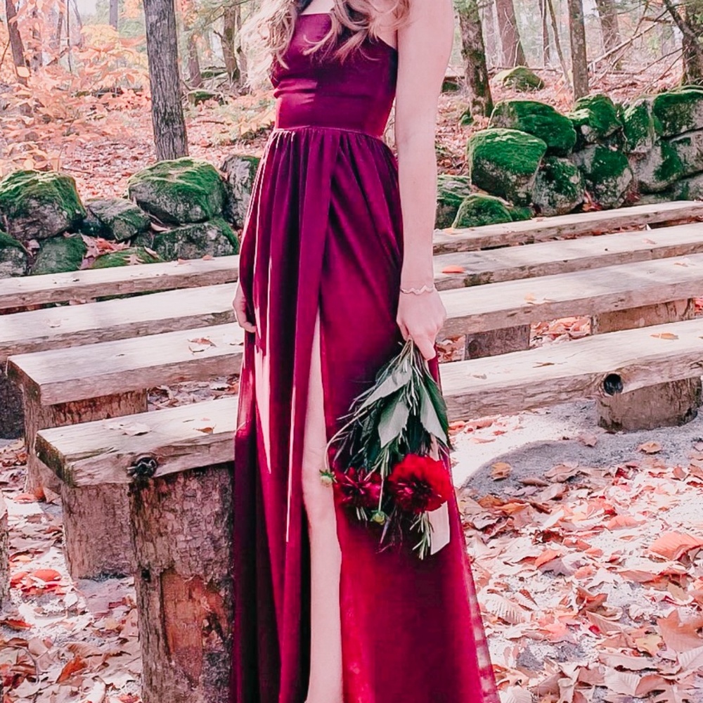 Strapless Burgandy Dress